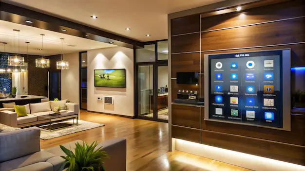 modern living room with smart home technology